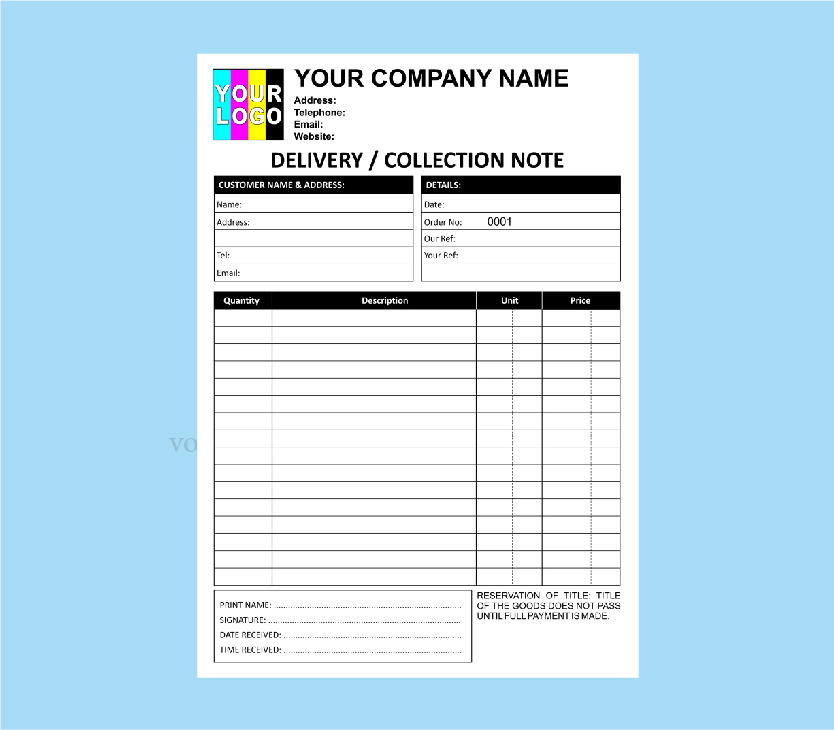 customized delivery note printing saudi