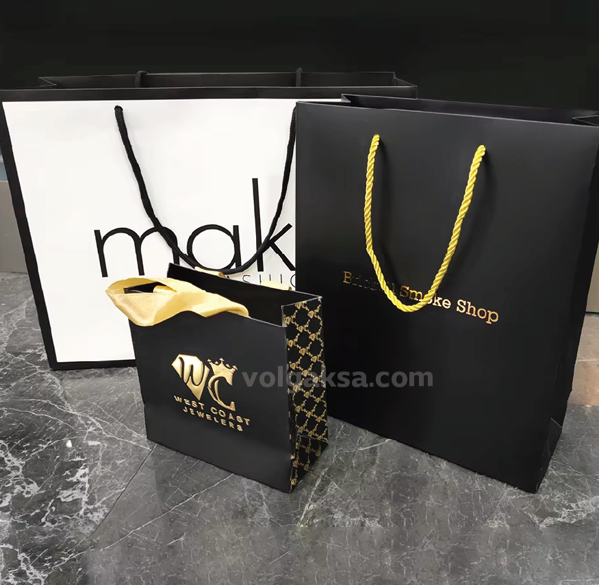 paper bag with gold foiling and embossing in riyadh